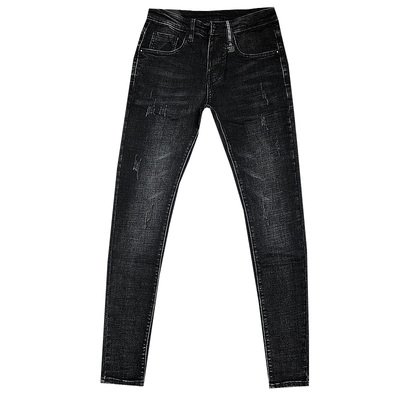 抓毛加厚男秋冬小脚修身牛仔长裤