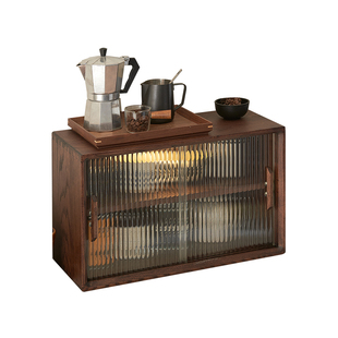 实木杯子收纳柜置物架餐边柜桌面台面咖啡茶具水杯展示放置柜木质