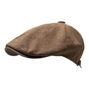 复古flat cap贝雷前进帽帅气男女英伦报童帽夏透气仿亚麻侦探帽子