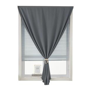 简易魔术贴遮光小窗帘成品免打孔安装隔热防晒遮阳布短款卧室飘窗