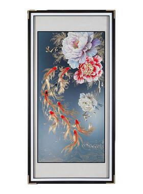 富贵绵延手工铜雕画走廊玄关九鱼