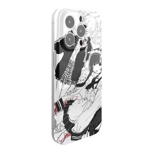 三壳壳原创二次元白色女仆插画适用于苹果14pro/13promax/12/11/XR/8/7/防摔全新菲林亮面磨砂IMD手机保护壳