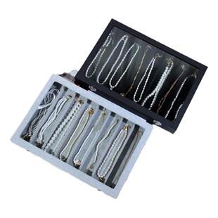 珍珠项链收纳盒大容量防尘长手链珠子饰品粗项链首饰盒展示盘