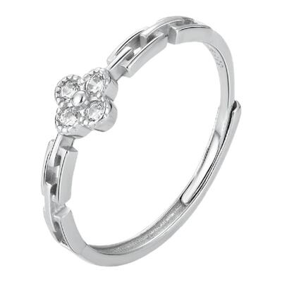 晚舟足银999四叶草链条戒指