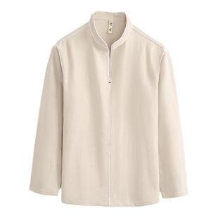 唐装中国风男文艺复古春秋亚麻衬衫长袖棉麻上衣苎麻圆领T恤上衣