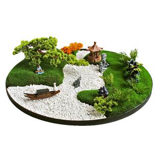 大圆桌中间转盘摆花酒店餐桌摆件中式景观装饰品假花摆设桌花盆景