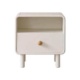 加兰全实木床头柜简约奶油风家用储物柜小户型卧室白色收纳置物柜