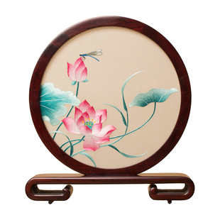 刺绣摆件成品手工双面绣小屏风创意桌面摆台苏绣古典台屏中式礼品