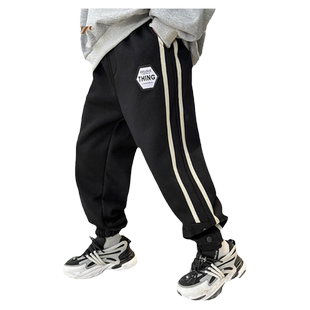 波姆熊男童加绒裤子秋冬款2025新款秋冬运动男孩长裤中大童卫裤潮