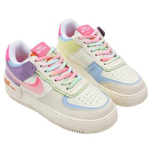 马卡龙鞋带女扁平AJ1糖果色迷彩七彩渐变小白鞋AF1空军一号鞋带男