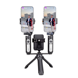 芯鲜PS22双稳定器走播云台双机位移动直播防抖支架适用大疆OM6/OM5/SE浩瀚V3/XE/V2智云5S飞宇奥川双手机手持