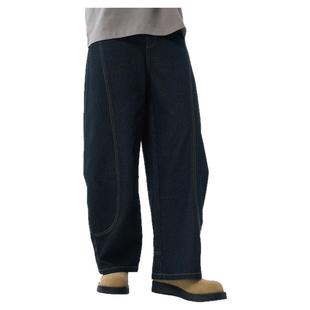 流石男装时尚弯刀牛仔长裤2026年春秋季新款男士美式风宽松阔腿裤