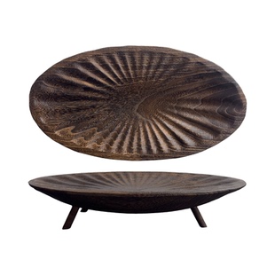 侘寂风三脚水果盘木质托盘家用民宿酒店高端精致高颜值零食收纳盘