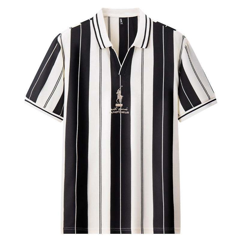 奥莱撤柜丨拉夫系列短袖马球POLO衫男夏季高档条纹撞色翻领T恤
