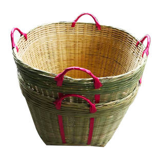 竹编制品淘米箩篼 粮食竹筐收纳篓喜事筐簸箕家用箩筐 竹篮收纳筐