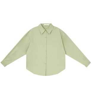 纯棉粉色衬衫女长袖春秋新款宽松衬衣设计感小众洋气百搭时尚外穿