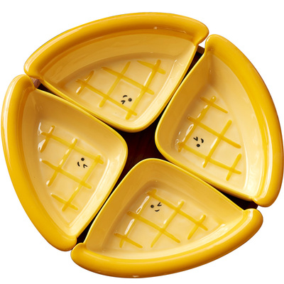 肆月四宫分格干果盘送相思木托盘