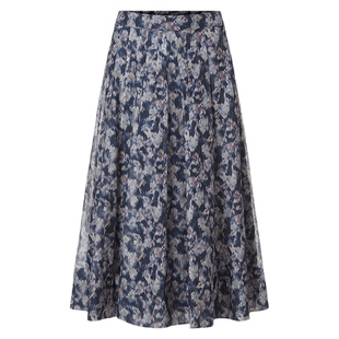 VGRASS维格娜丝春新款9MM蚕丝棉欧根纱剪影印花A字半裙飘逸长裙女