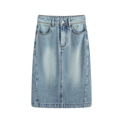 Haiku 土耳其进口水洗  100%棉水洗蓝H型复古牛仔半身裙女