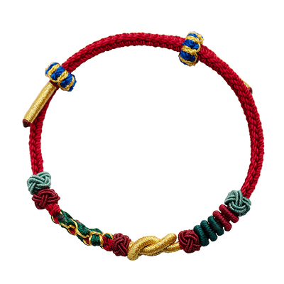 莫相离桃花结红手绳女可穿黄金转运珠半成品编织本命年DIY手链