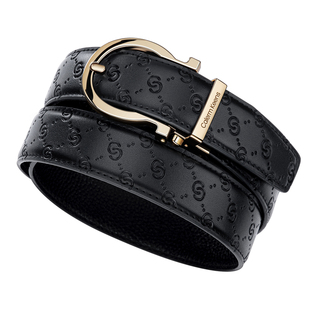 Calermkeens皮带男款真皮自动扣头层牛皮压花男腰带情人节礼盒装