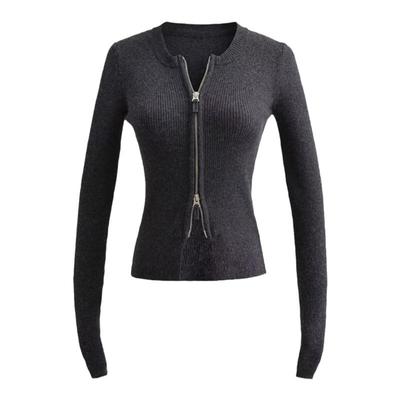 liviahome双头拉链针织开衫