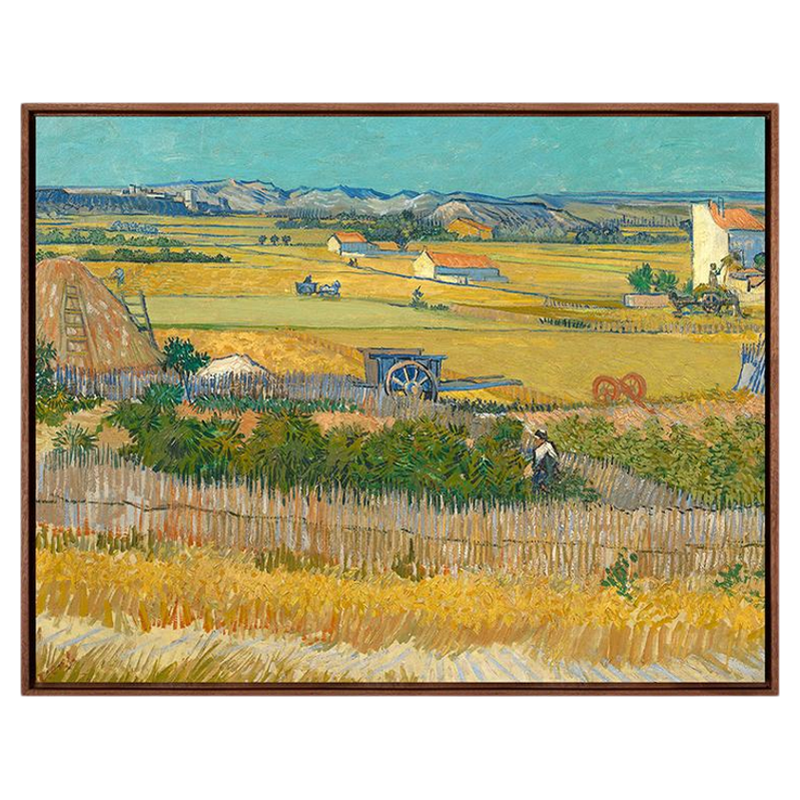 新品 《丰收》梵高名画三联麦田风景画客厅餐厅装饰画玄关挂画