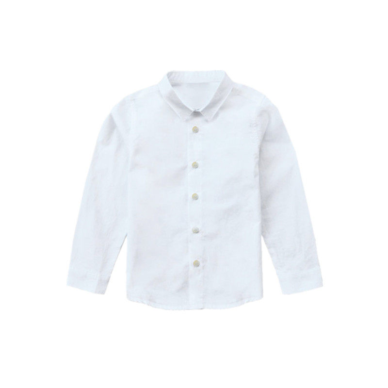 男童纯棉条纹长袖衬衫儿童宝宝短袖衬衣女童白色校服班服套装春秋