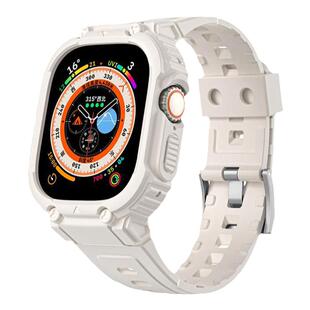 适用iwatch9/8苹果S7手表表带applewatch7表带S8硅胶SE一体S6高级5创意4全包3代ultra男女款透气运动智能腕带