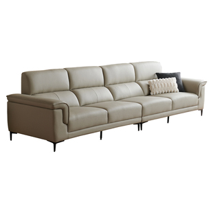 欧派家具现代简约真皮沙发直排多人位头层牛皮客厅意式极简皮沙发