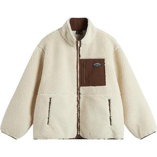 李宁外套女加厚防风情侣摇粒绒上衣加绒保暖棉服防风复古夹克男