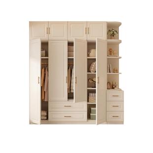 欧式奶油风实木衣柜家用卧室对开门木质储物柜轻奢儿童成品大衣橱
