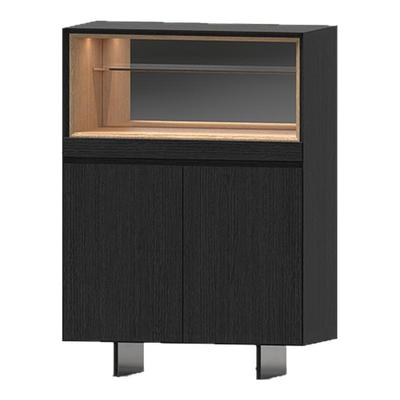 现代简约黑色实木餐边柜展示柜