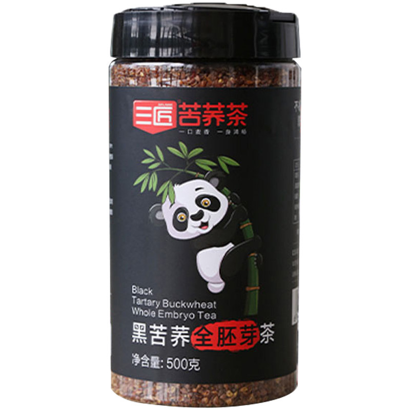 三匠黑苦荞麦茶全胚芽500g罐装四川茶叶大凉山特产荞麦大麦茶包邮