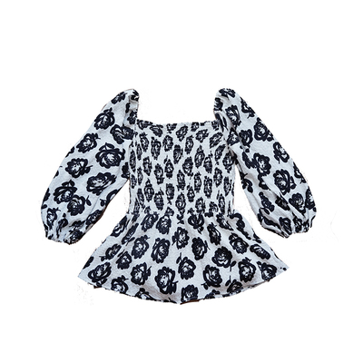 法式复古玫瑰灯笼袖上衣