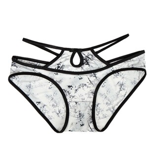内裤女性感中国风水墨风锦纶蕾丝网纱纯欲大码胖MM中式冰丝三角裤