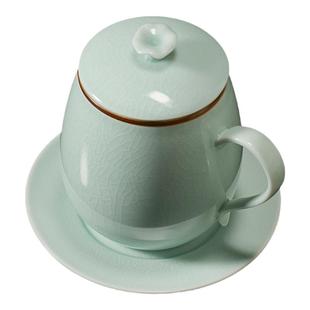 廷怀窑汝州汝瓷汝窑办公杯陶瓷茶杯带盖过滤功夫茶泡茶水杯原产地