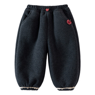 女童裤子加绒26新冬儿童羊羔绒一体绒休闲长裤加厚卫裤宝宝束脚裤