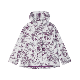 FILA 斐乐官方女士梭织外套2025春新款时尚休闲宽松满印连帽上衣