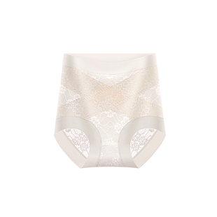 洋奢X型交叉收腹内裤女士桑蚕丝10A抑菌收小肚子不夹臀蕾丝三角裤