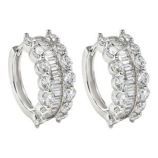 精工版《星河轨道》爆闪梯方满钻925 银耳环银轻奢高级感耳饰