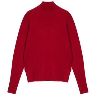ERDOS 半高领纯羊绒衫女秋冬宽松厚款针织毛衣新红节日