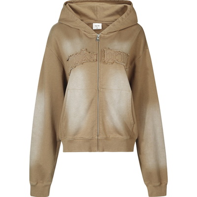 GUUKAHERO开衫毛边贴布绣卫衣