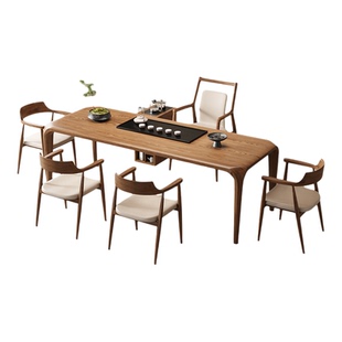 新中式实木茶桌书桌一体两用宋代美学禅意茶室家用办公室接待茶台