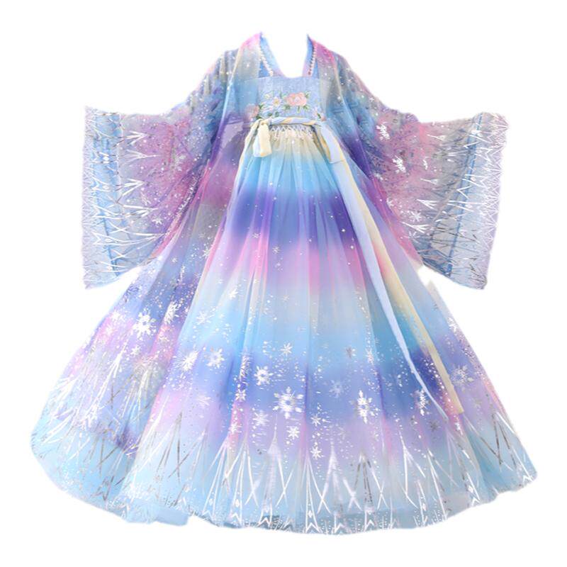 摩登小姐长袖春秋冬女童彩虹汉服