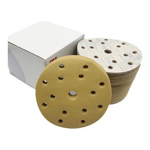 墙面不锈钢亚克力木工圆形植绒砂纸3M6寸15孔气磨机专用干磨沙纸