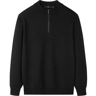 HLA/海澜之家保暖加绒加厚针织衫25秋冬新远红外立领半开襟毛衣男