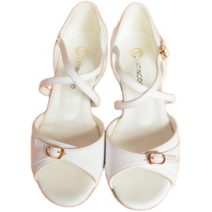 可可时代舞鞋少儿童拉丁鞋平跟女童软皮小白鞋精英组牛仔恰恰