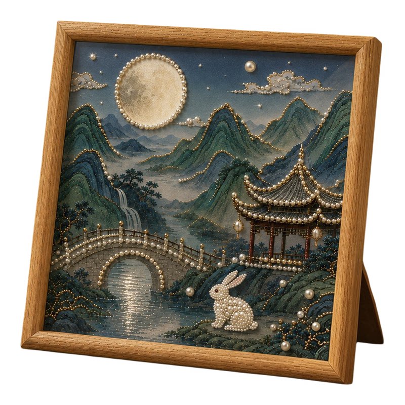 中秋新中式diy珍珠画材料包摆件