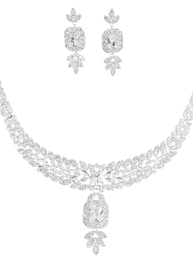 新娘微镶婚纱礼服宴会项链耳环闪